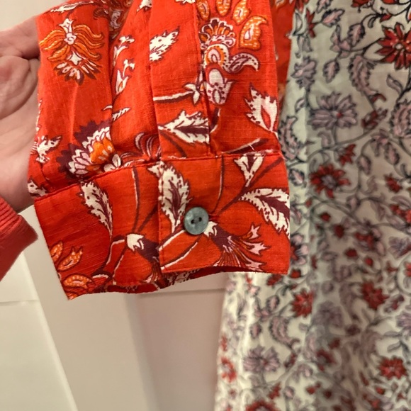 J Jill One pocket shirred100% cotton lightweight cottagecore button floral top M - Picture 9 of 14